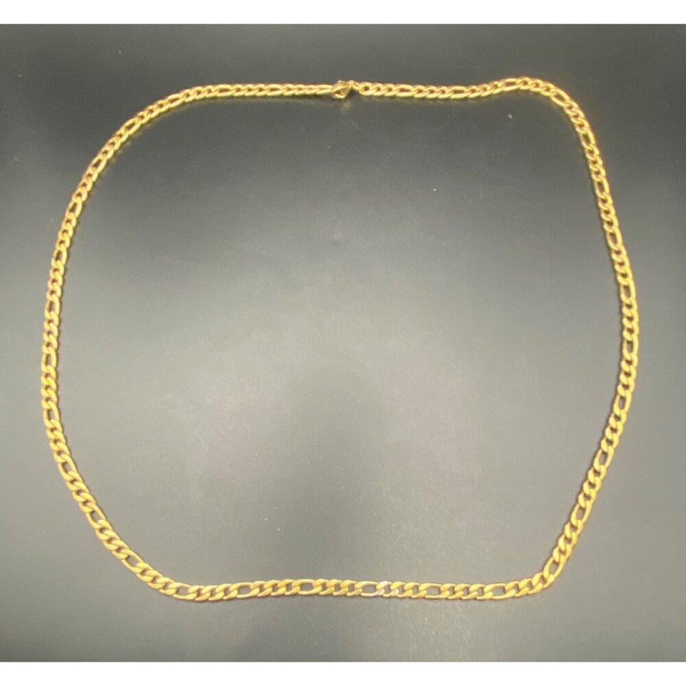 Mens Gold Tone Figaro Chain Necklace 24" 5mm  Hip Hop Layer Vintage Stacking - Picture 3 of 6